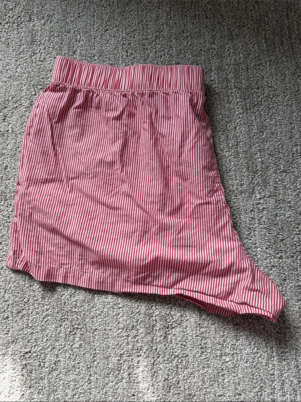 No Boundaries Pink & White Striped Asymmetrical Hem Shorts